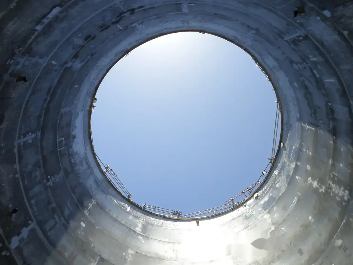Internal view of PTR borated water storage tank at Koeberg Nuclear Power Station